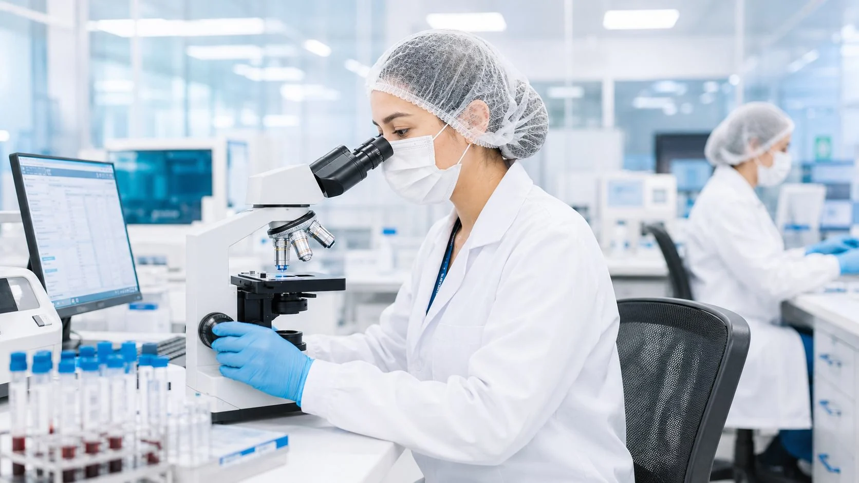 Profesional trabajando en el laboratorio clínico